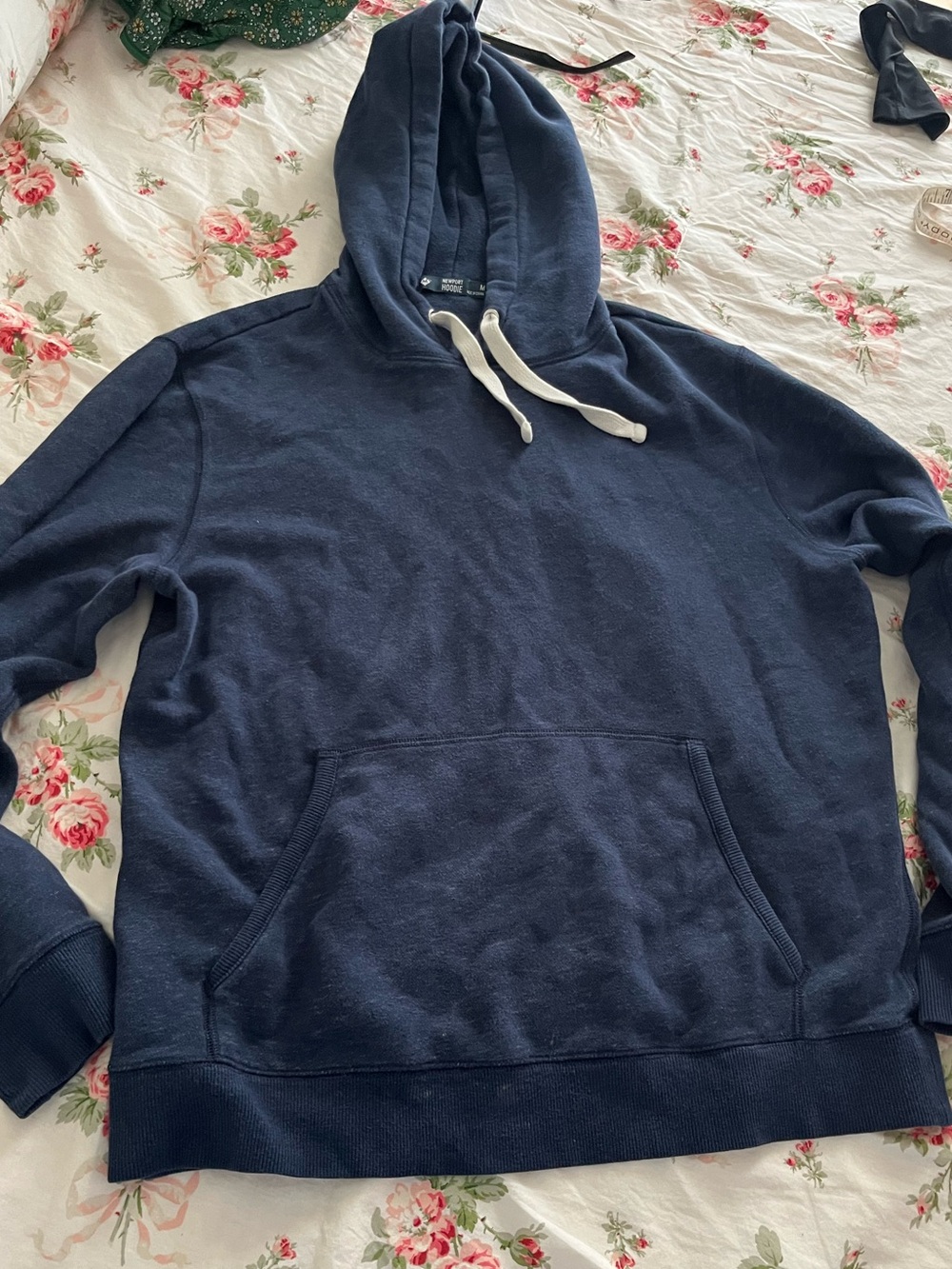Newport Hoodie Navy Hoodie with Cream Drawcords size M - Picture 3 of 5